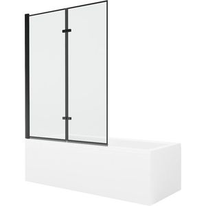MEXEN/S Cubik obdélníková vana 150 x 70 cm s panelem + vanová zástěna 120, černá vzor 550315070X9212027070 obraz