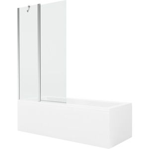 MEXEN/S Cubik obdélníková vana 150 x 70 cm s panelem + vanová zástěna 100, transparent, chrom 550315070X9401010100 obraz