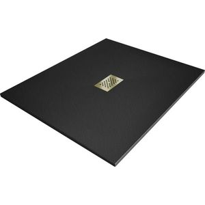 MEXEN/S Hugo sprchová vanička SMC 120x100, černá, krytka zlatá 42701012-G obraz