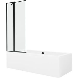 MEXEN/S Cube obdélníková vana 180 x 80 cm s panelem+ vanová zástěna 80, černá vzor 550518080X9408117070 obraz
