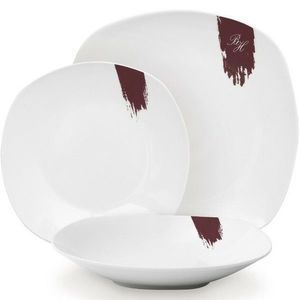 BerlingerHaus 18dílná sada talířů Leonardo, bílá-bordó obraz