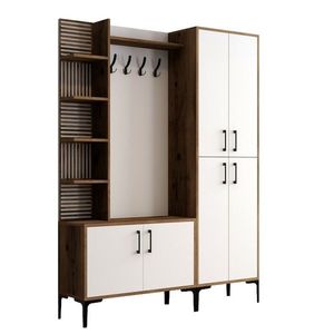 Vešák s botníkem, policemi a skříňí Viyana Walnut and White obraz