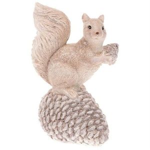 Zimní dekorace Veverka se šiškou, polyresin obraz