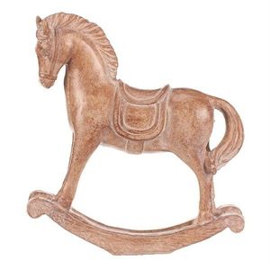 Dekorace houpací koník 19 cm, polyresin, imitace dřeva obraz