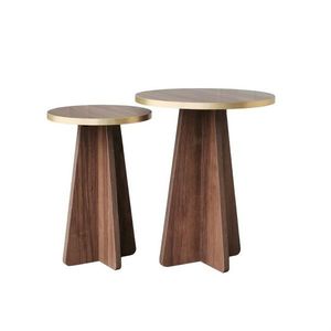 Sada konferenčních stolků Mushroom Gold and Walnut, 2 ks obraz