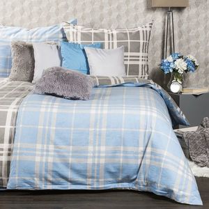 4Home Flanelové povlečení Modrá kostka, 160 x 200 cm, 70 x 80 cm obraz