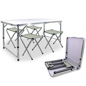 Aldotrade Kempingový skladací set, stůl + 4 křesla, 120 x 60 x 70 cm obraz