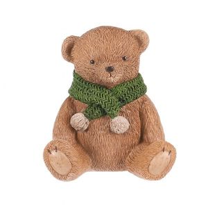 Dekorace Medvěd se zelenou šálou, polyresin, 10 cm obraz