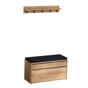 Nástěnný věšák s botníkem Boby Oak and Black obraz