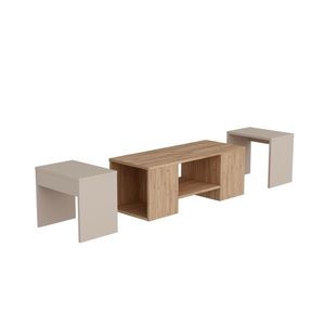 Sada konferenčních stolků Sartos Beige and Atlantic Pine, 3 k obraz