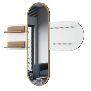 Nástěnný věšák se zrcadlem Pomi White and Walnut obraz