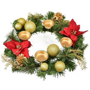 Adventní věnec zdobený Poinsetie, 33 cm obraz