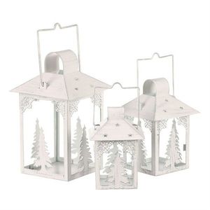 Sada kovových luceren Stromky 3 ks, bílá obraz