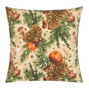 Bellatex Polštářek Vánoce Šišky a jablka vánoční, 45 x 45 cm obraz