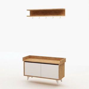 Nástěnný věšák s botníkem Arasso Oak and White obraz