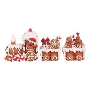 Vánoční dekorace Perníkový vláček se dvěma vagónky, polyresin obraz