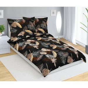 Bellatex Bavlněné povlečení Monstera tmavě hnědá, 140 x 200 cm, 70 x 90 cm obraz