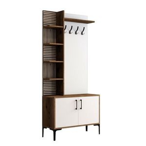 Vešák s botníkem a policemi Viyana Walnut and White obraz