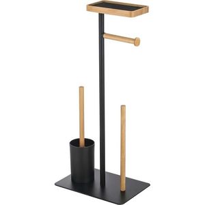 MSV Stojan na toaletní papír se štětkou a držákem Teiki 20 x 30 x 67 cm, černá obraz