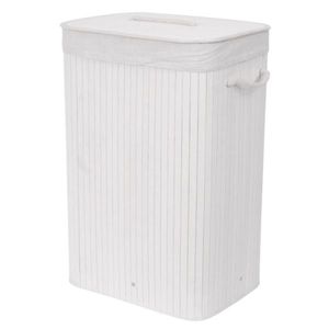 Compactor Bambusový koš na prádlo s víkem Compactor Bamboo - obdélníkový, bílý, 43 x 35 x 60 cm obraz