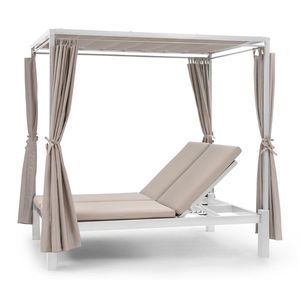 Blumfeldt Eremitage Double Sunbed, lehátko pro 2 osoby, ocelový rám, sluneční stříška, závěsy, krémová obraz