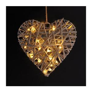 LED ratanové srdce, 30x LED, 2x AA, 30cm obraz