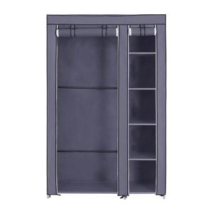 Úložná látková skříň s policemi a šatní tyčí MATIS 110x175 cm šedá LSF007G obraz