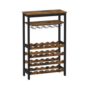 Víceúčelový regál na víno a sklenice NAVARO hnědá/černá KWR028B01 obraz