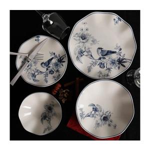 Jídelní sada 24 ks bílá/modrá/porcelán 387GRP1258 obraz