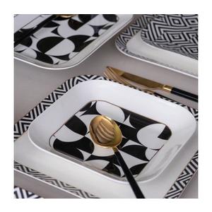 Jídelní sada 26 ks bílá/černá/porcelán 719KTP9893 obraz