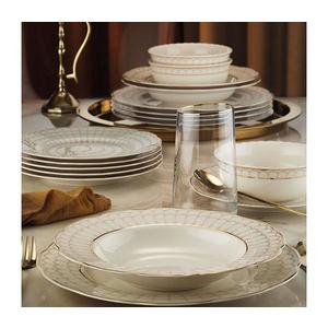 Jídelní sada 24 ks bílá/zlatá/porcelán 719KTP9747 obraz