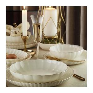 Jídelní sada 24 ks bílá/zlatá/porcelán 719KTP9775 obraz