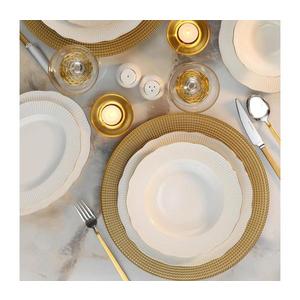 Jídelní sada 26 ks bílá/zlatá/porcelán 710KTP9736 obraz