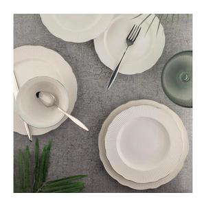 Jídelní sada 26 ks bílá/stříbrná/kostní porcelán 710KTP3684 obraz