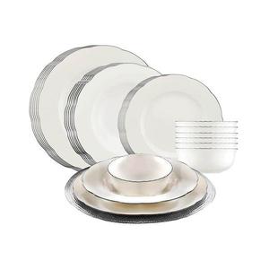 Jídelní sada 24 ks bílá/stříbrná/porcelán 710KTP3437 obraz
