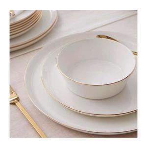 Jídelní sada 24 ks bílá/zlatá/porcelán 710KTP4542 obraz