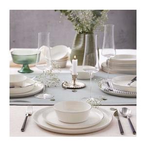Jídelní sada 24 ks bílá/stříbrná/porcelán 710KTP4538 obraz