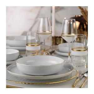 Jídelní sada 24 ks bílá/zlatá/porcelán 710KTP3411 obraz
