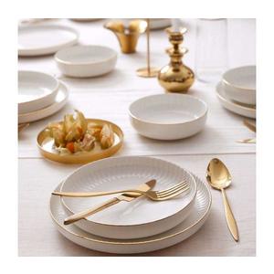 Jídelní sada 18 ks bílá/zlatá/porcelán 710KTP4532 obraz