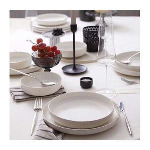 Jídelní sada 18 ks bílá/stříbrná/porcelán 710KTP4533 obraz