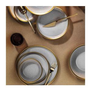 Jídelní sada 16 ks šedá/zlatá/porcelán 719KTP9737 obraz
