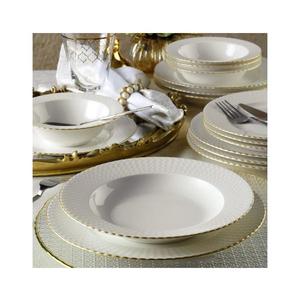 Jídelní sada 18 ks bílá/zlatá/porcelán 710KTP3378 obraz