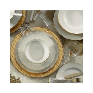 Jídelní sada 18 ks bílá/zlatá/porcelán 710KTP3376 obraz