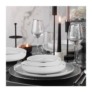 Jídelní sada 18 ks bílá/stříbrná/porcelán 719KTP9785 obraz