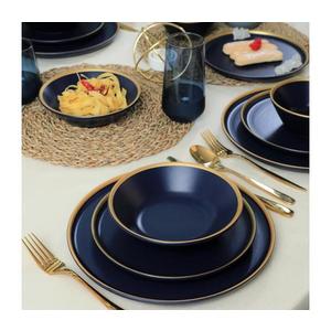 Jídelní sada 24 ks modrá/zlatá/keramika 275KRM1933 obraz