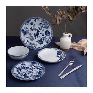 Jídelní sada 24 ks bílá/modrá/porcelán 710KTP3413 obraz