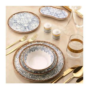 Jídelní sada 27 ks modrá/hnědá/porcelán 721NBL3153 obraz