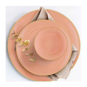 Jídelní sada 24 ks lososová/zlatá/keramika 742TMA3322 obraz