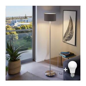 LED Stojací lampa TUNJA 1xE27/20W/230V pr. 30 cm matný chrom/hnědá 1xSA2188+1xEG32491 obraz
