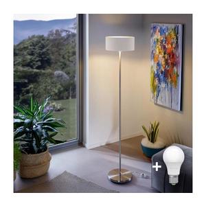 LED Stojací lampa TUNJA 1xE27/20W/230V pr. 30 cm matný chrom/bílá 1xSA2188+1xEG32476 obraz
